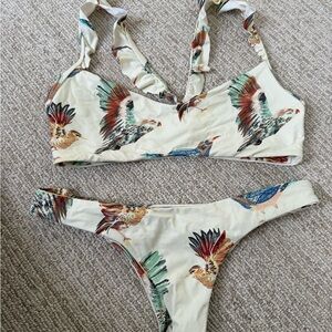 Boys + Arrows Cream and Blue Bird Bikini